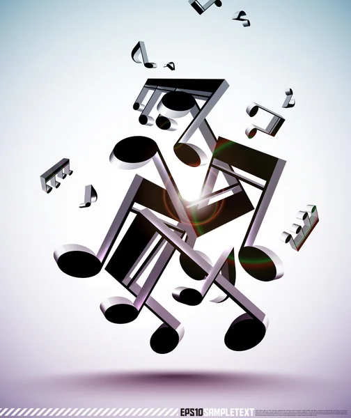 Enredados 3d notas musicales — Vector de stock