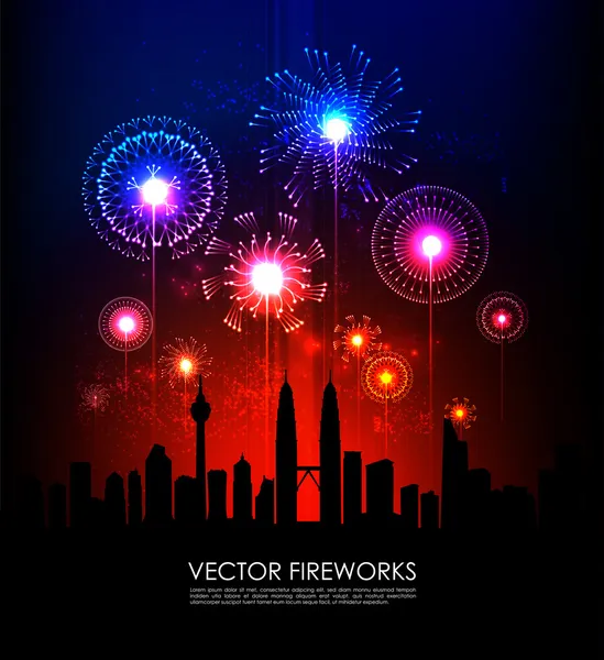Fireworks and The Petronas Twin Towers Royalty Free Stock Vectors