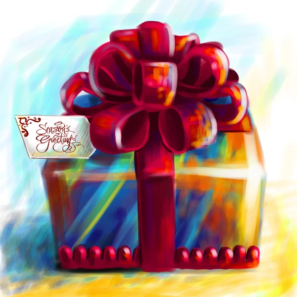 Painting of Christmas Gift — Stock Photo, Image