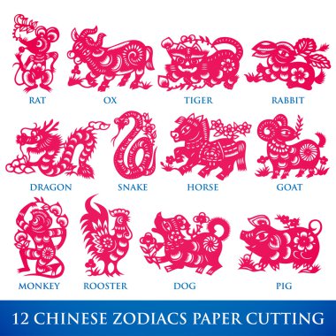 Geleneksel Çince 12 zodiacs vektör