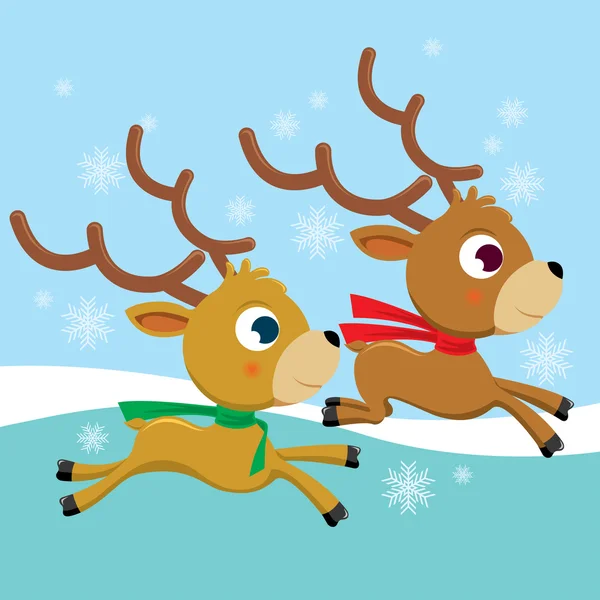 Snow deers — Stock Vector