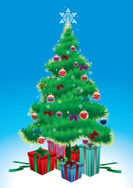 Christmas tree with gifts — Stock Vector