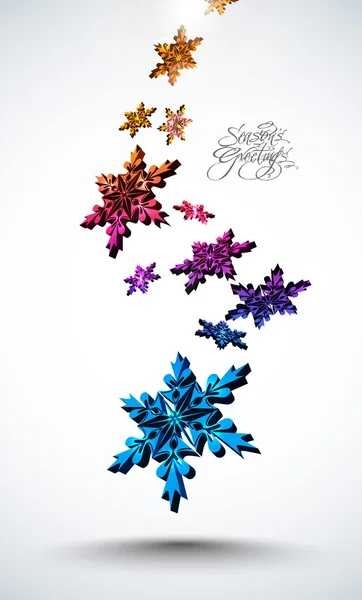 3D Snowflakes — Stock Vector