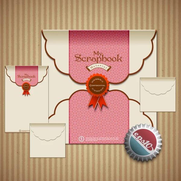 Design de Scrapbook de Envelope Retro —  Vetores de Stock