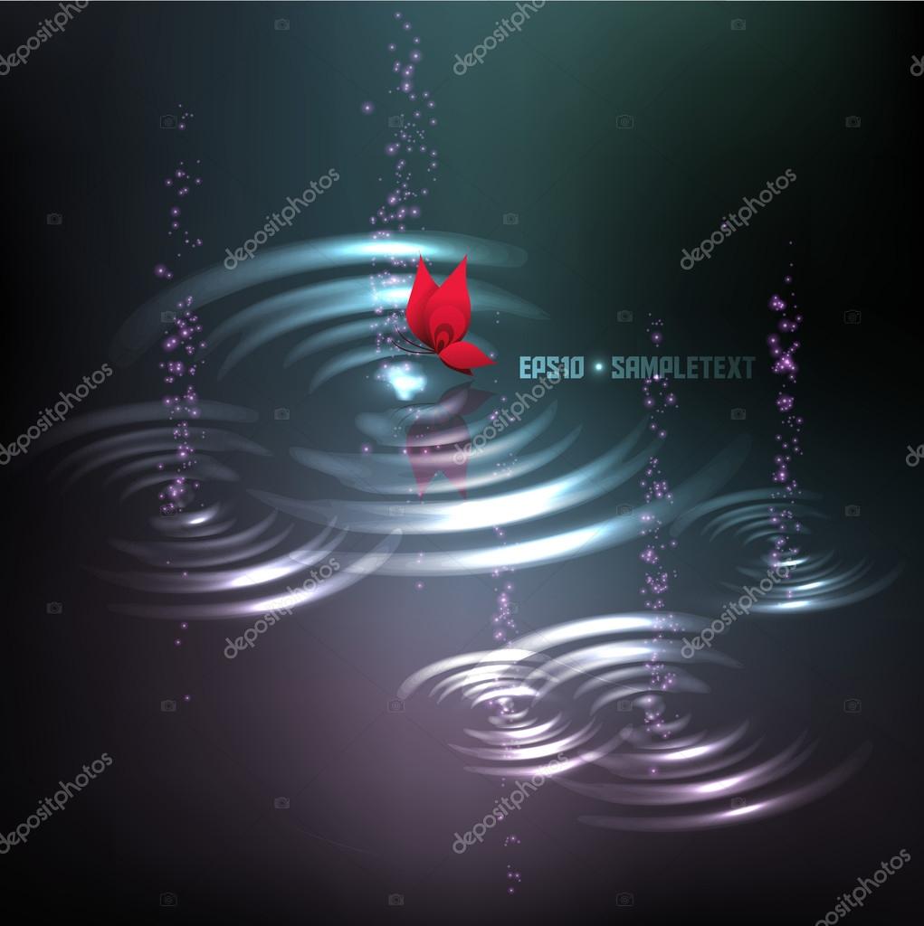 Butterfly Kissing Ripples — Stock Vector © yienkeat 35692415