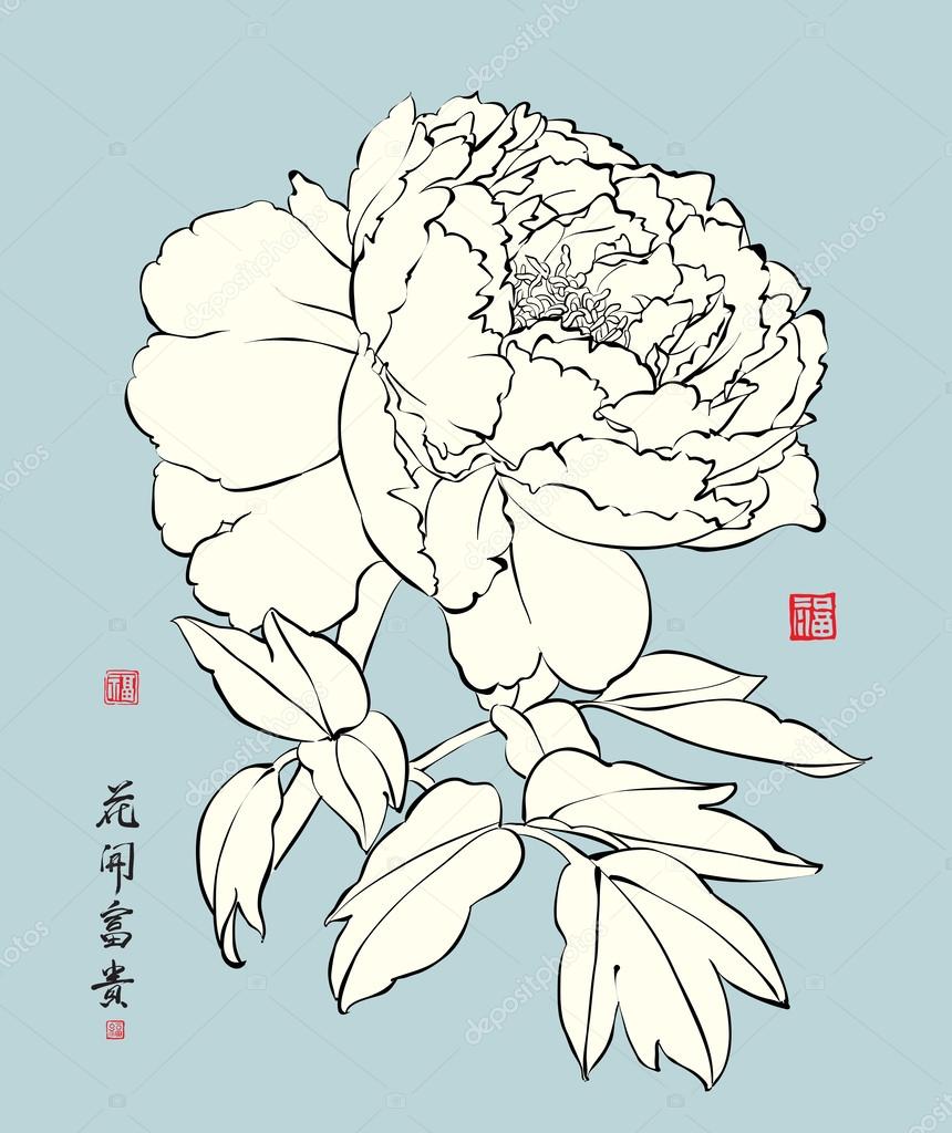 Ink Painting of Chinese Peony
