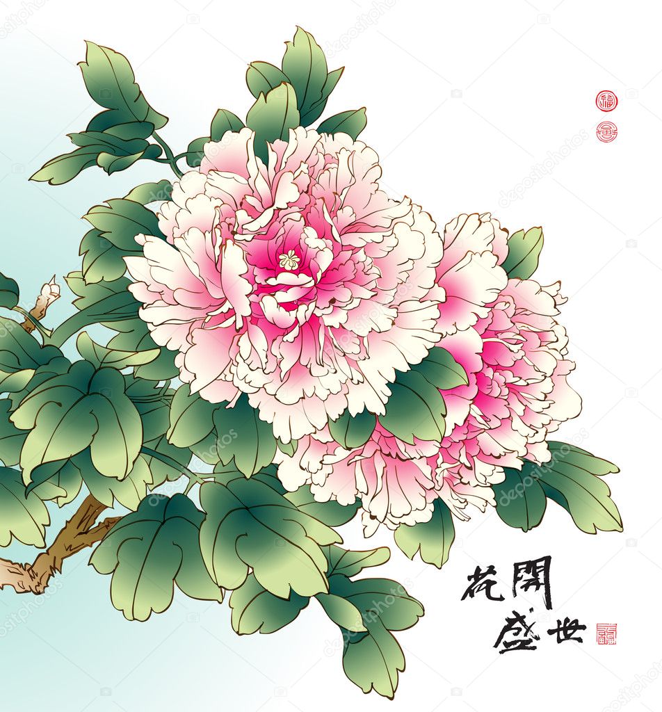 国画水墨画牡丹型号规格- 京东
