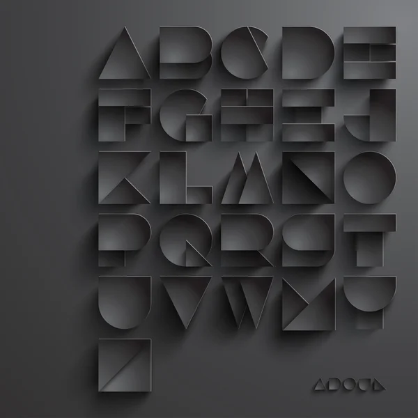 Ensemble alphabet graphique papier — Image vectorielle