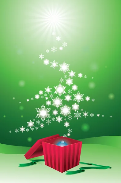 Neige fausse arbre de Noël de boîte cadeau . — Image vectorielle
