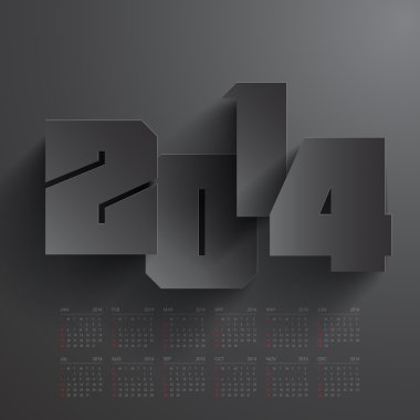 2014 kağıt grafik ile takvim