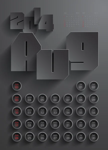 Conception du calendrier vectoriel 2014 — Image vectorielle