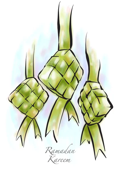 描画ベクトル イスラム教徒 ketupat — ストックベクタ