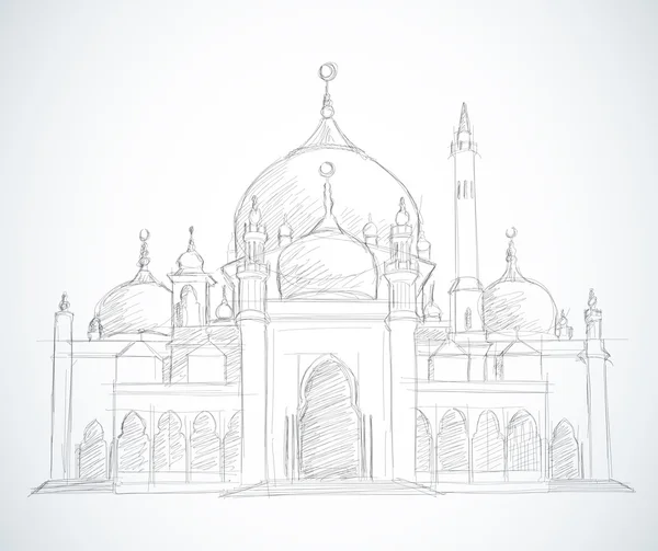Vector bosquejado mezquita — Vector de stock
