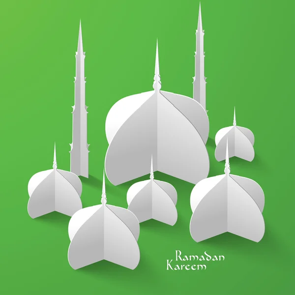 3D Mosque Paper Sculpture. — Stock Vector