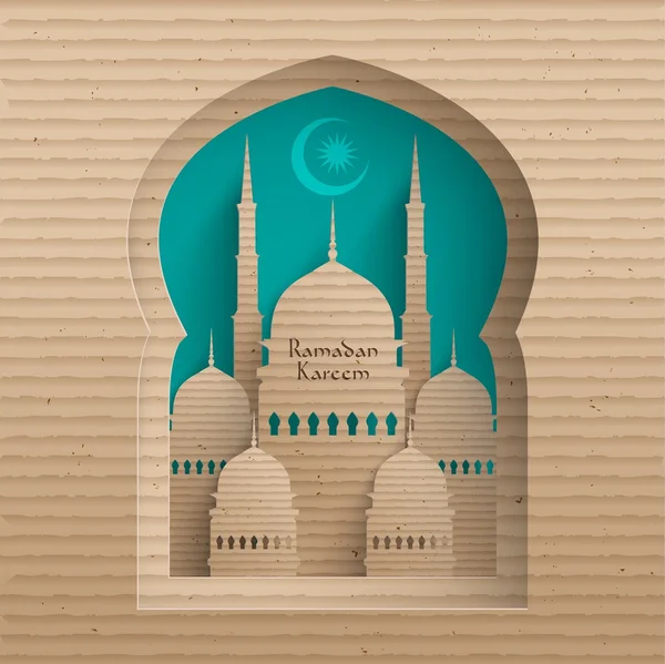 3D Cardboard Mosque — Stock Vector