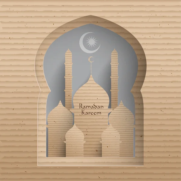 3D Cardboard Mosque. — Stock Vector