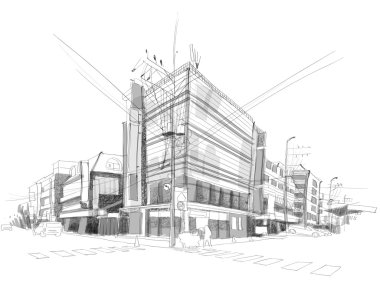 City Street Sketching clipart