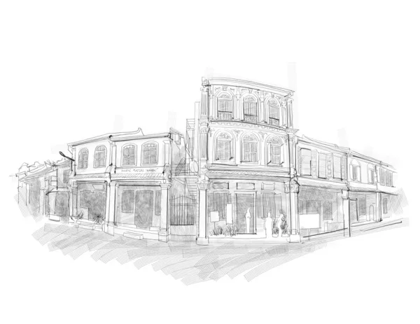 Croquis de la rue Malacca — Image vectorielle