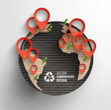 konum işaretçileri olan karton harita