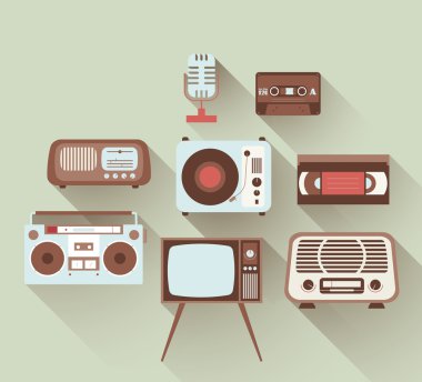 düz retro eğlence seti