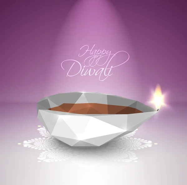 Diwali Diya poligonale vettoriale — Vettoriale Stock