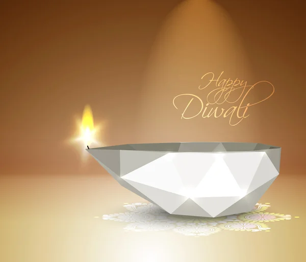 Vector Polygonal Diwali Diya — Stock Vector