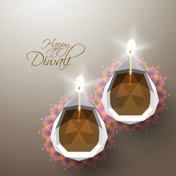Vecteur Polygonal Diwali Diya — Image vectorielle