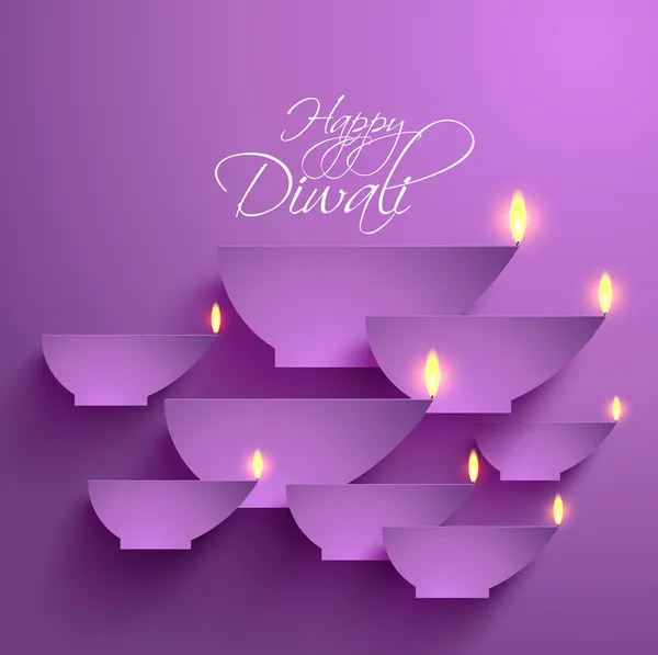 Vector Paper Diwali Diya — Stock Vector