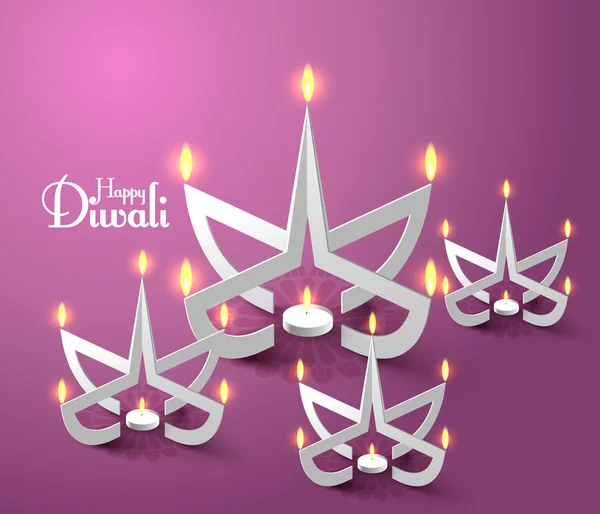 Lámparas de aceite Diwali — Vector de stock