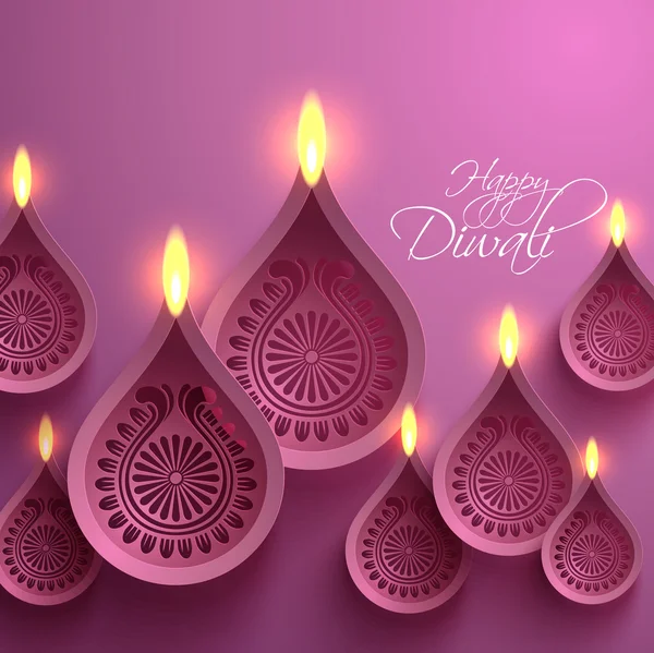 Vector Paper Diwali Diya — Stock Vector