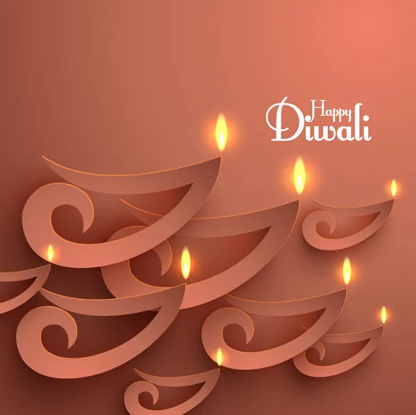 Vector Paper Diwali Diya — Stock Vector