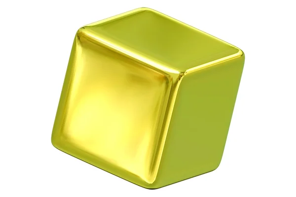 Ilustración de cubo de oro 3d con lados en blanco — Foto de Stock