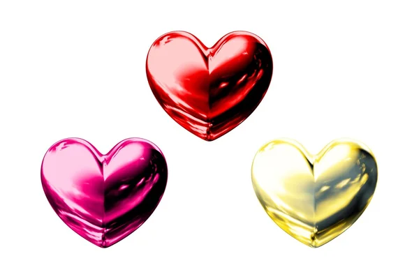 Os três corações em um fundo branco — Fotografia de Stock