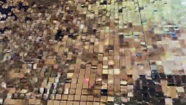 Abstract background with flickering metallic or plastic particles wall, same size of shape of particles, real footage, A wall of golden sparkles spiked in the wind — Vídeo de Stock