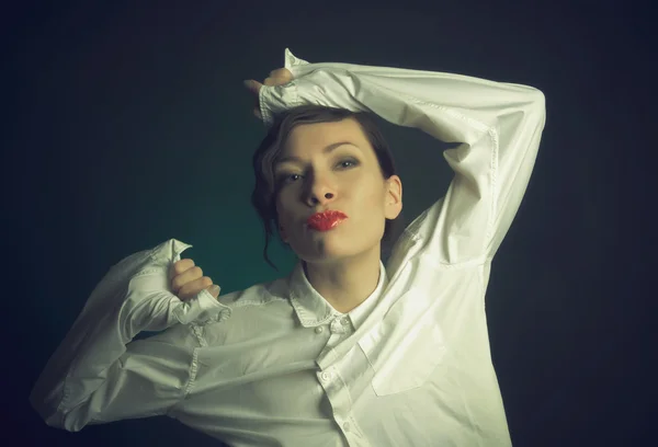 Girl in a white shirt — Stock Photo, Image