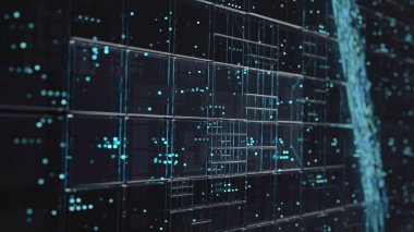 Gelecekçi Hitech geçmişi. Dijital veri, sunucu, internet konsepti 3B illüstrasyon