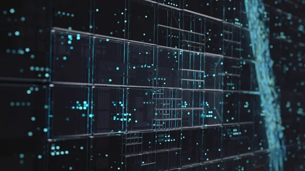 Gelecekçi Hitech geçmişi. Dijital veri, sunucu, internet konsepti 3B illüstrasyon