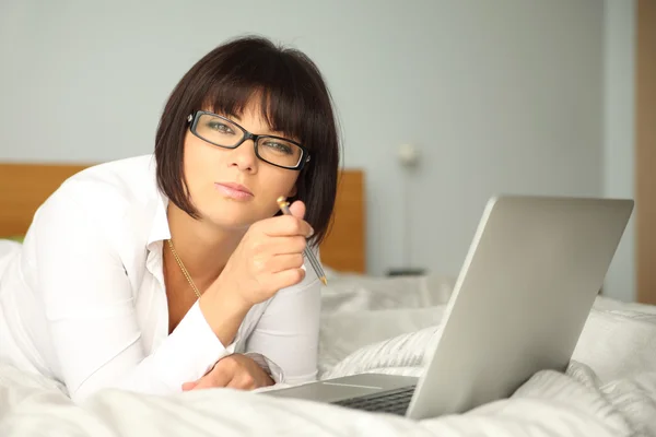 With laptop — Stock Photo, Image