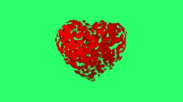 Animation Rote Herzen Zum Valentinstag Auf Grünem Hintergrund — Stockvideo