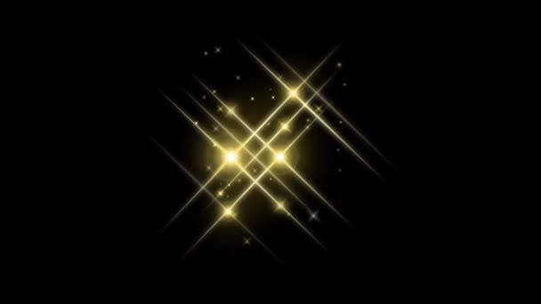 Animación Estrella Luz Amarilla Espacio Negro Para Textura — Vídeos de Stock