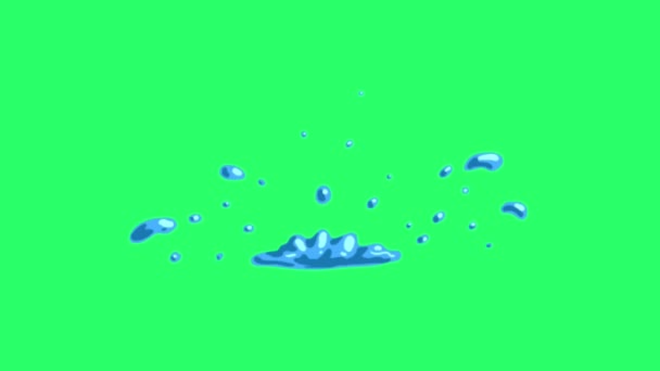 緑で隔離された水スプラッシュのアニメーションスローモーション背景 — ストック動画
