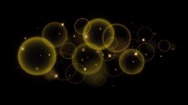 Animation Yellow Light Sparkles Black Background — Stock Video
