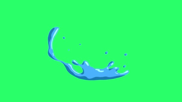 Animatie Slow Motion Shot Van Water Spatten Isoleren Groene Achtergrond — Stockvideo