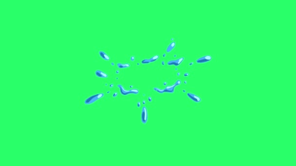 Animering Slow Motion Skott Vatten Stänk Isolat Grön Bakgrund — Stockvideo