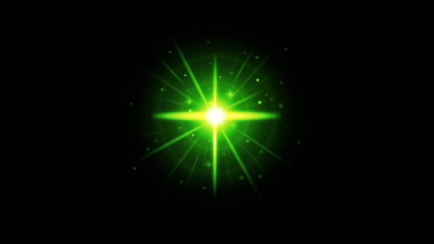 Luz Verde Brilho Lente Fundo Preto — Vídeo de Stock