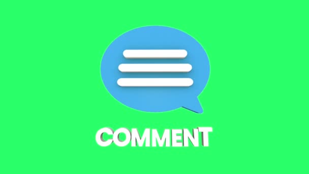 Animation White Text Comment Green Background — Stock Video