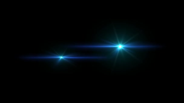 Realistisch Blauw Licht Lenzen Knipperen Zwarte Achtergrond — Stockvideo