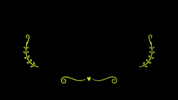 Animasyon Sarı Çizimi Çerçeve Siyah Arkaplan — Stok video