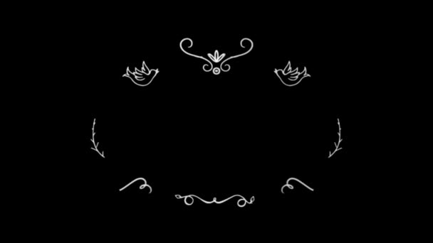 Анимация Белый Ручной Рисунок Рамка Черным Фоном — стоковое видео