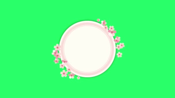 Nimazione Rosa Fiori Cerchio Cornice Con Sfondo Verde — Video Stock